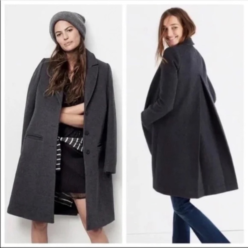 NWOT Madewell Teatro Wool Swing Coat Heather Grey 0